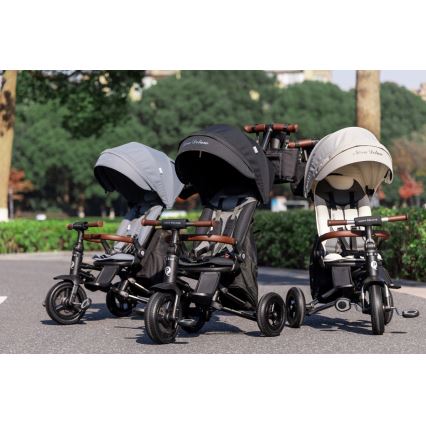QPlay - Triciclo per bambini 5 in 1 NOVA DELUXE beige