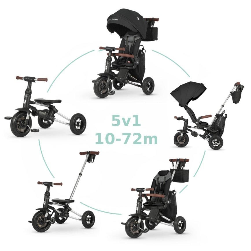 QPlay - Triciclo per bambini 5 in 1 NOVA DELUXE nero