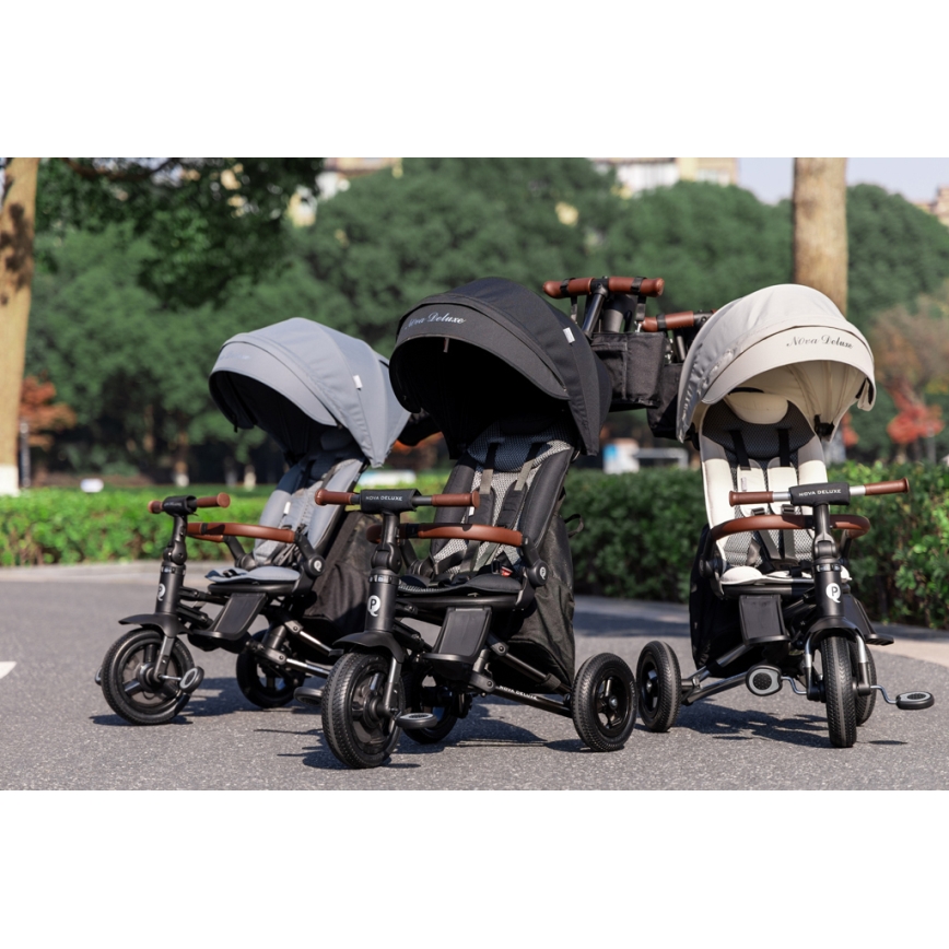 QPlay - Triciclo per bambini 5 in 1 NOVA DELUXE nero