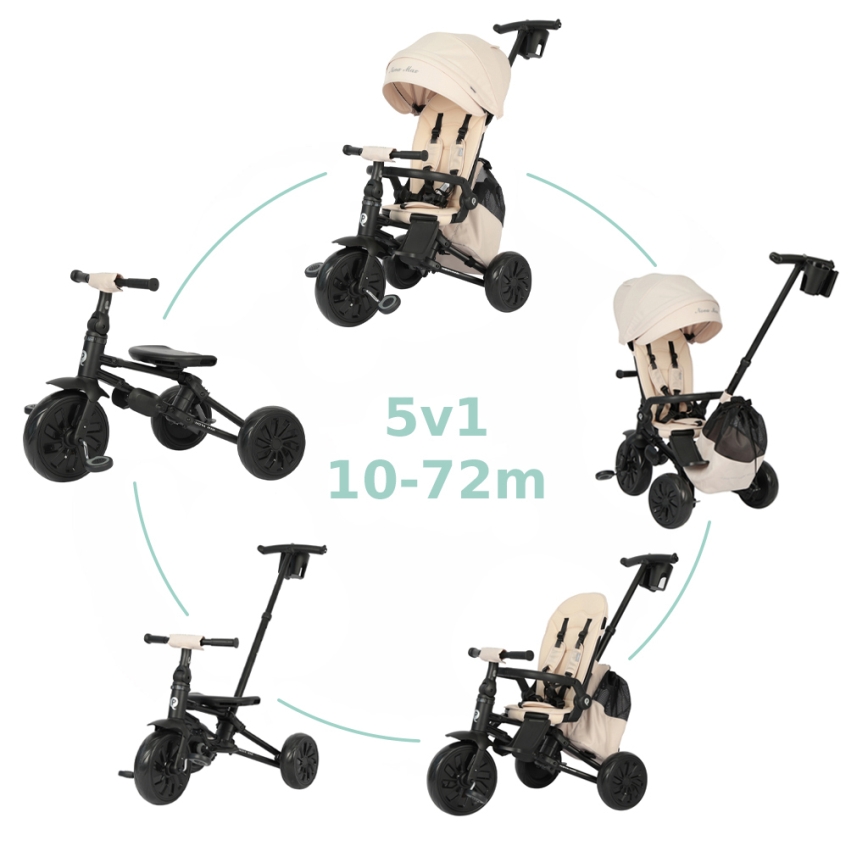 QPlay - Triciclo per bambini 5 in 1 NOVA MAX beige