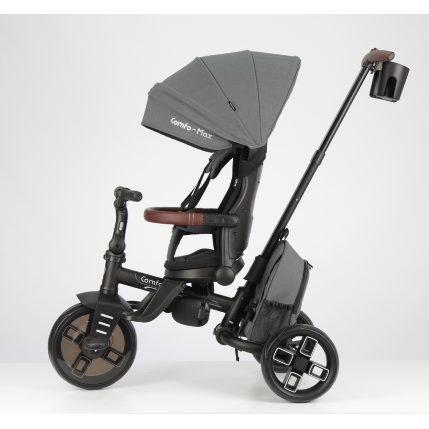 QPlay - Triciclo per bambini 7 in 1 COMFO MAX grigio