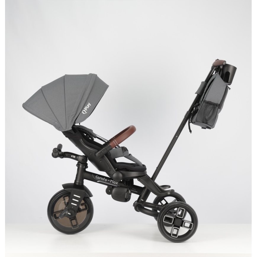 QPlay - Triciclo per bambini 7 in 1 COMFO MAX grigio