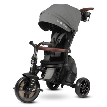 QPlay - Triciclo per bambini 8 in 1 COMFO MAX grigio