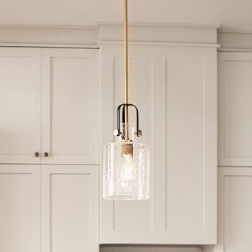 Quintiesse - Lampada a sospensione su asta KITNER 1xE27/60W/230V Ø 18 cm oro/nero