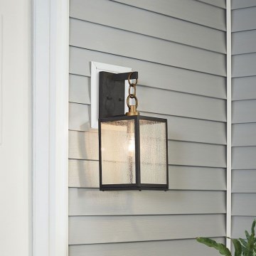 Quintiesse - Lampada da parete per esterni LAHDEN M 1xE27/60W/230V IP44 nero/oro