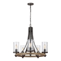 Quintiesse - Lampadario a catena ANGELO 5xE27/60W/230V finitura rovere