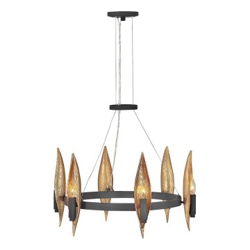 Quintiesse - Lampadario a sospensione con cavo WILLOW 6xE14/40W/230V Ø 61 cm oro/nero