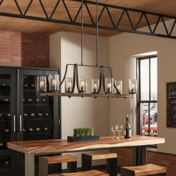 Quintiesse - Lampadario a stelo ANGELO 8xE27/60W/230V finitura rovere