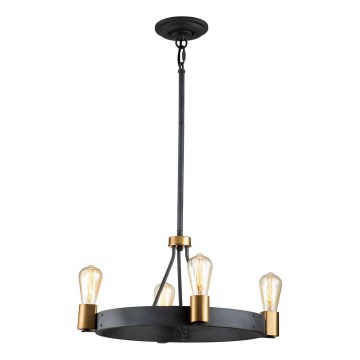 Quintiesse - Lampadario a stelo SILAS 4xE27/60W/230V Ø 54,9 cm nero/oro