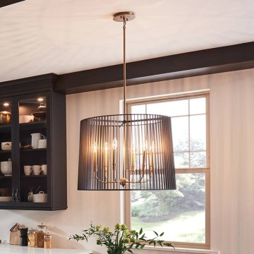 Quintiesse - Lampadario con asta LINARA 6xE14/60W/230V Ø 66 cm nero/oro