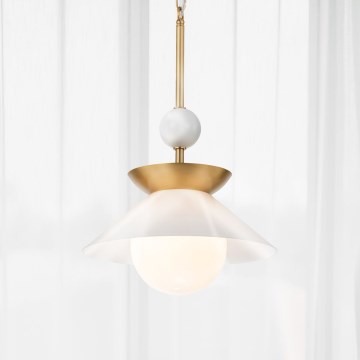 Quintiesse - Lampadario su asta SAUCER M 1xE27/40W/230V Ø 36,6 cm oro