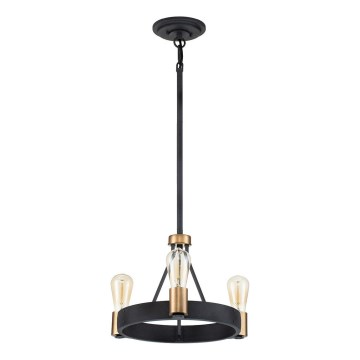 Quintiesse - Lampadario su asta SILAS 3xE27/60W/230V Ø 42,2 cm nero/oro