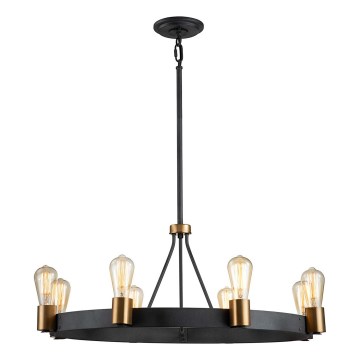 Quintiesse - Lampadario su asta SILAS 8xE27/60W/230V Ø 82,9 cm nero/oro