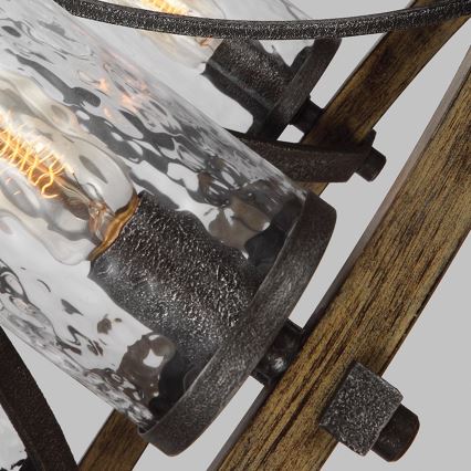 Quintiesse - Lampadario a catena ANGELO 5xE27/60W/230V finitura rovere