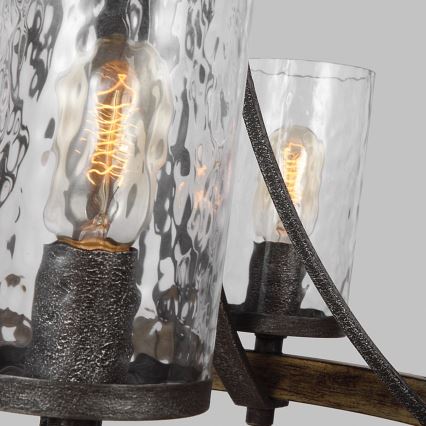 Quintiesse - Lampadario a catena ANGELO 5xE27/60W/230V finitura rovere