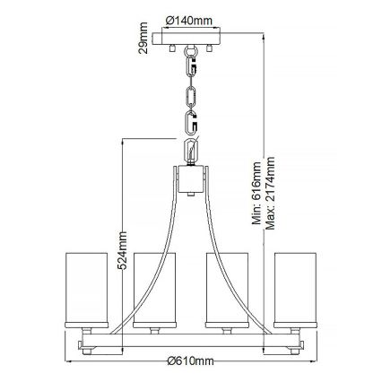 Quintiesse - Lampadario a catena ANGELO 5xE27/60W/230V finitura rovere