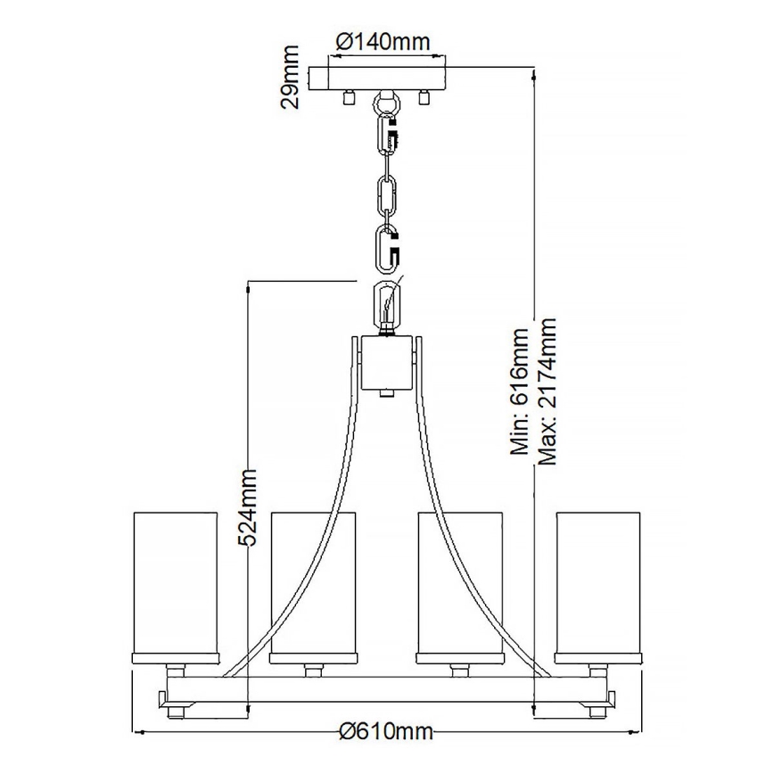 Quintiesse - Lampadario a catena ANGELO 5xE27/60W/230V finitura rovere