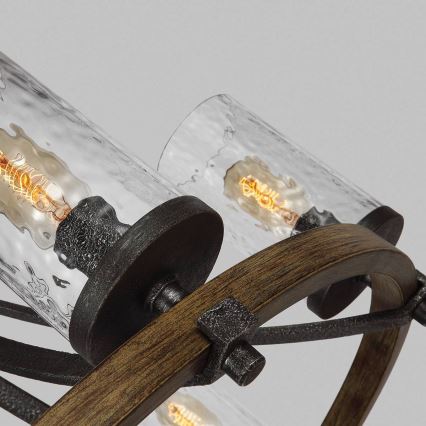 Quintiesse - Lampadario con catena ANGELO 6xE27/60W/230V finitura rovere