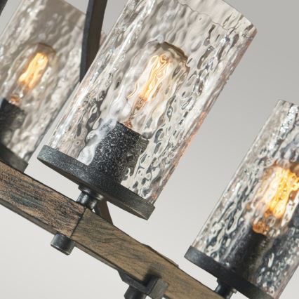 Quintiesse - Lampadario a stelo ANGELO 8xE27/60W/230V finitura rovere