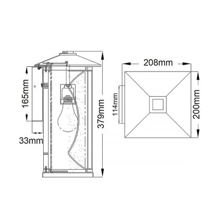 Quintiesse - Lampada da parete per esterni ASHBERN M 1xE27/60W/230V IP44 nera