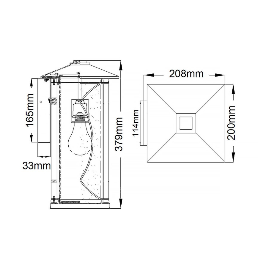 Quintiesse - Lampada da parete per esterni ASHBERN M 1xE27/60W/230V IP44 nera