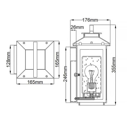 Quintiesse - Applique da esterno ATWATER S 1xE27/60W/230V IP44 nero