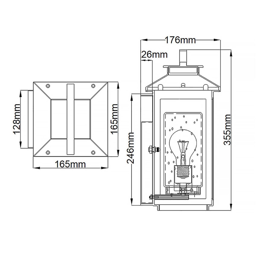 Quintiesse - Applique da esterno ATWATER S 1xE27/60W/230V IP44 nero