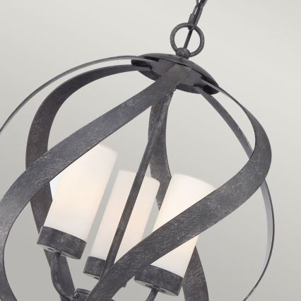 Quintiesse - Lampadario da esterno a catena BLACKSMITH 3xE14/40W/230V Ø 40,7 cm IP44 nero