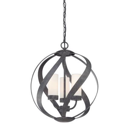 Quintiesse - Lampadario da esterno a catena BLACKSMITH 3xE14/40W/230V Ø 40,7 cm IP44 nero