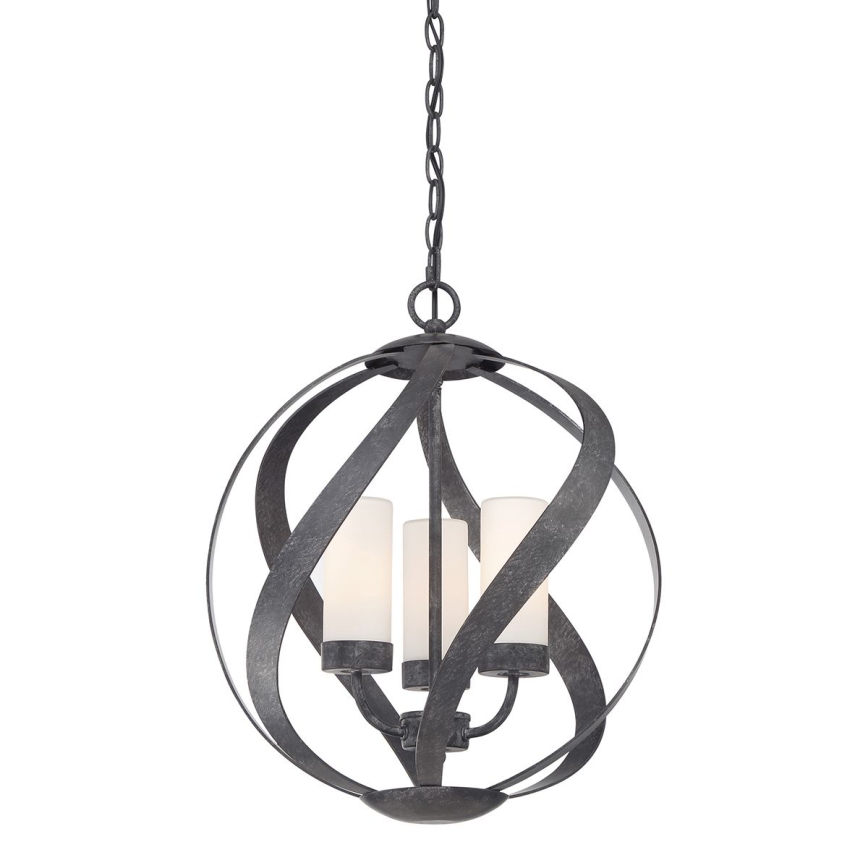 Quintiesse - Lampadario da esterno a catena BLACKSMITH 3xE14/40W/230V Ø 40,7 cm IP44 nero