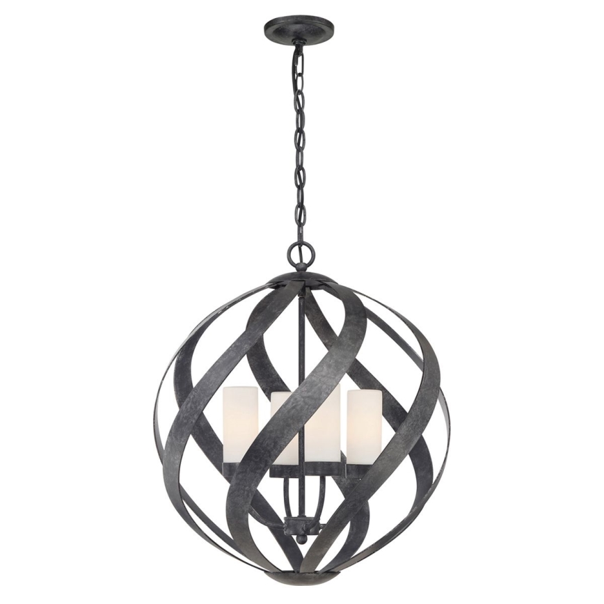 Quintiesse - Lampadario da esterno a catena BLACKSMITH 4xE14/40W/230V Ø 50,1 cm IP44 nero