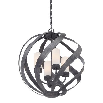 Quintiesse - Lampadario da esterno a catena BLACKSMITH 4xE14/40W/230V Ø 50,1 cm IP44 nero