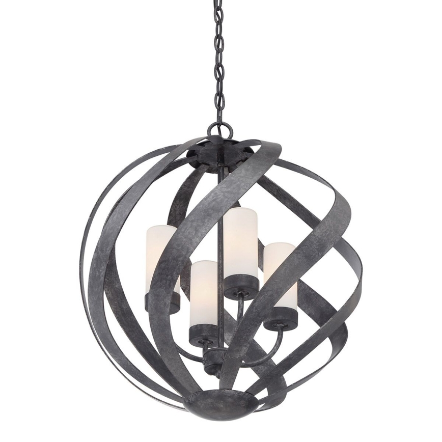 Quintiesse - Lampadario da esterno a catena BLACKSMITH 4xE14/40W/230V Ø 50,1 cm IP44 nero