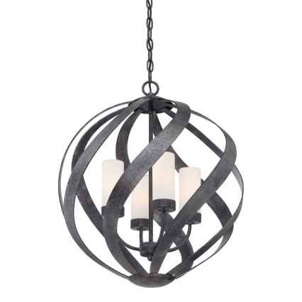 Quintiesse - Lampadario da esterno a catena BLACKSMITH 4xE14/40W/230V Ø 50,1 cm IP44 nero