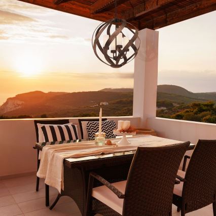 Quintiesse - Lampadario da esterno a catena BLACKSMITH 4xE14/40W/230V Ø 50,1 cm IP44 nero