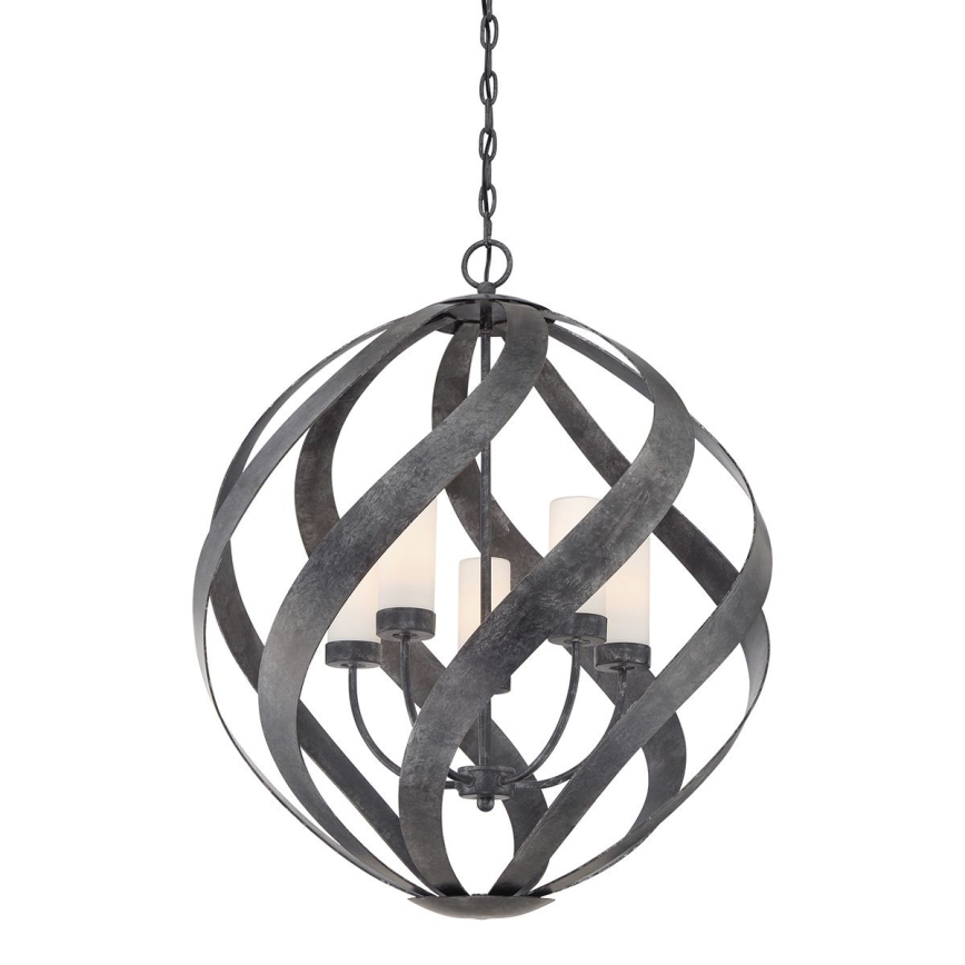 Quintiesse - Lampadario da esterno a catena BLACKSMITH 5xE14/40W/230V Ø 66,4 cm IP44 nero