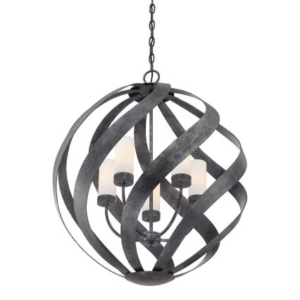 Quintiesse - Lampadario da esterno a catena BLACKSMITH 5xE14/40W/230V Ø 66,4 cm IP44 nero
