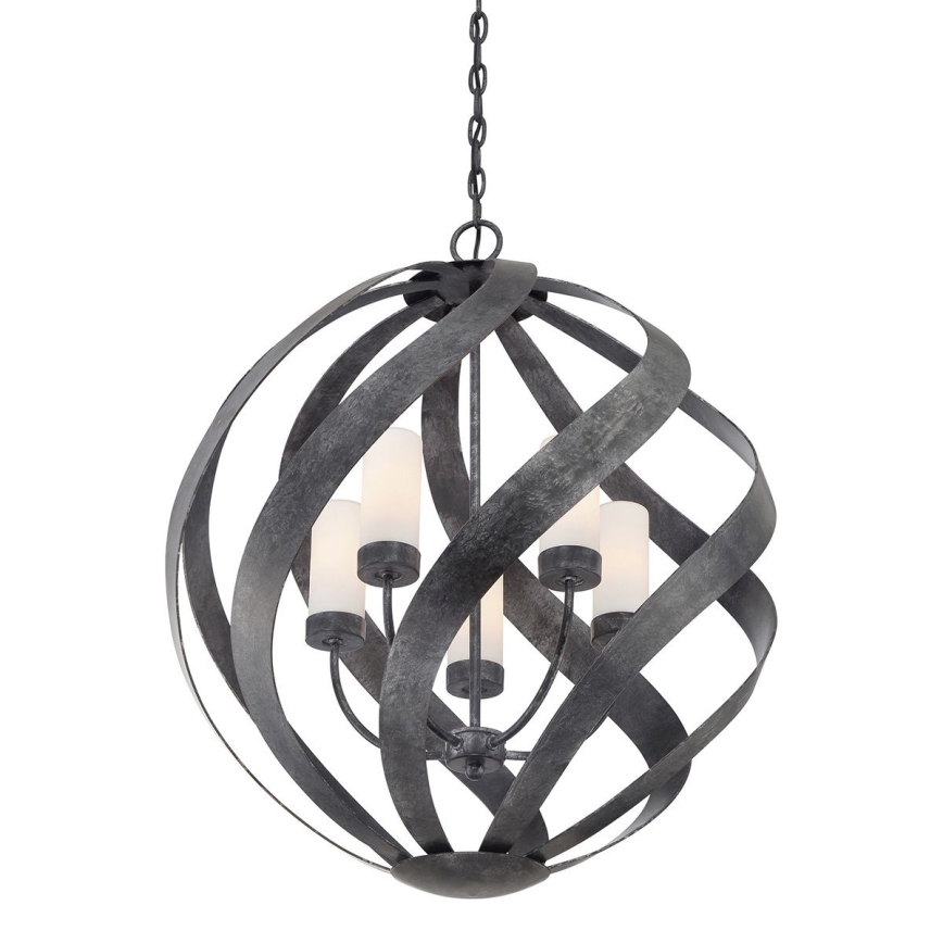Quintiesse - Lampadario da esterno a catena BLACKSMITH 5xE14/40W/230V Ø 66,4 cm IP44 nero