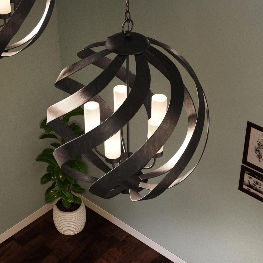 Quintiesse - Lampadario da esterno a catena BLACKSMITH 5xE14/40W/230V Ø 66,4 cm IP44 nero