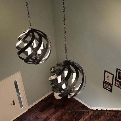 Quintiesse - Lampadario da esterno a catena BLACKSMITH 5xE14/40W/230V Ø 66,4 cm IP44 nero