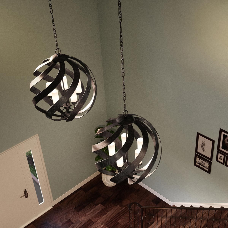 Quintiesse - Lampadario da esterno a catena BLACKSMITH 5xE14/40W/230V Ø 66,4 cm IP44 nero