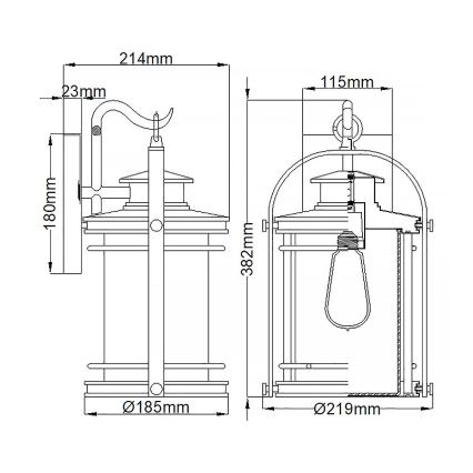 Quintiesse - Applique da esterno BOOKER M 1xE27/60W/230V IP44 cromo opaco