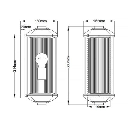 Quintiesse - Applique da esterno CASTELLE M 1xE27/60W/230V IP44 nera