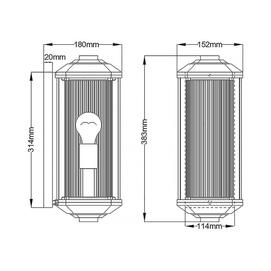 Quintiesse - Applique da esterno CASTELLE M 1xE27/60W/230V IP44 nera