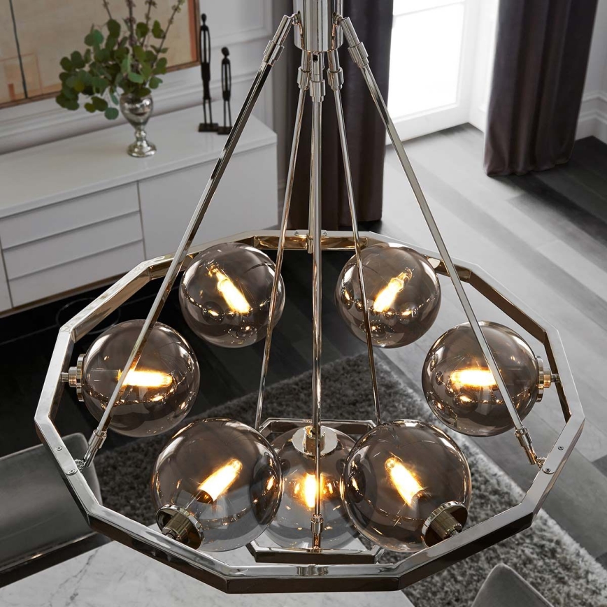 Quintiesse - Lampadario a stelo HARPER 7xE14/60W/230V Ø 81,3 cm cromo lucido/fumé