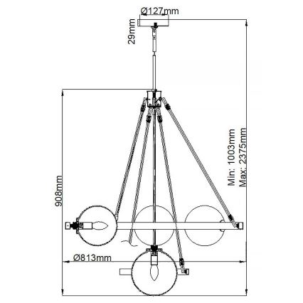 Quintiesse - Lampadario a stelo HARPER 7xE14/60W/230V Ø 81,3 cm cromo lucido/fumé
