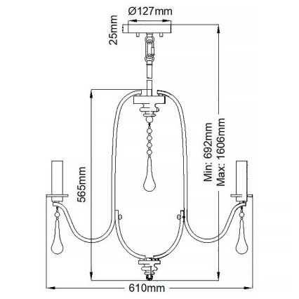 Quintiesse - Lampadario a stelo KARLEE 5xE14/60W/230V Ø 61 cm cromo opaco