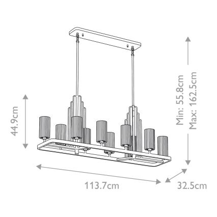 Quintiesse - Lampadario su asta KIMROSE 10xE14/40W/230V cromo opaco