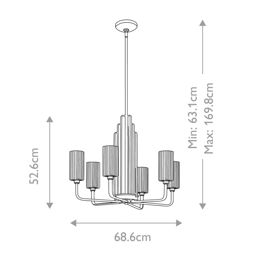 Quintiesse - Lampadario a stelo KIMROSE 6xE14/40W/230V Ø 68,6 cm cromo lucido