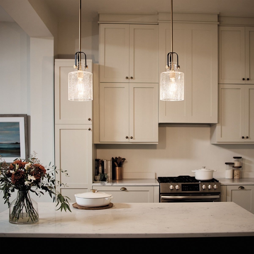 Quintiesse - Lampada a sospensione su asta KITNER 1xE27/60W/230V Ø 18 cm oro/nero